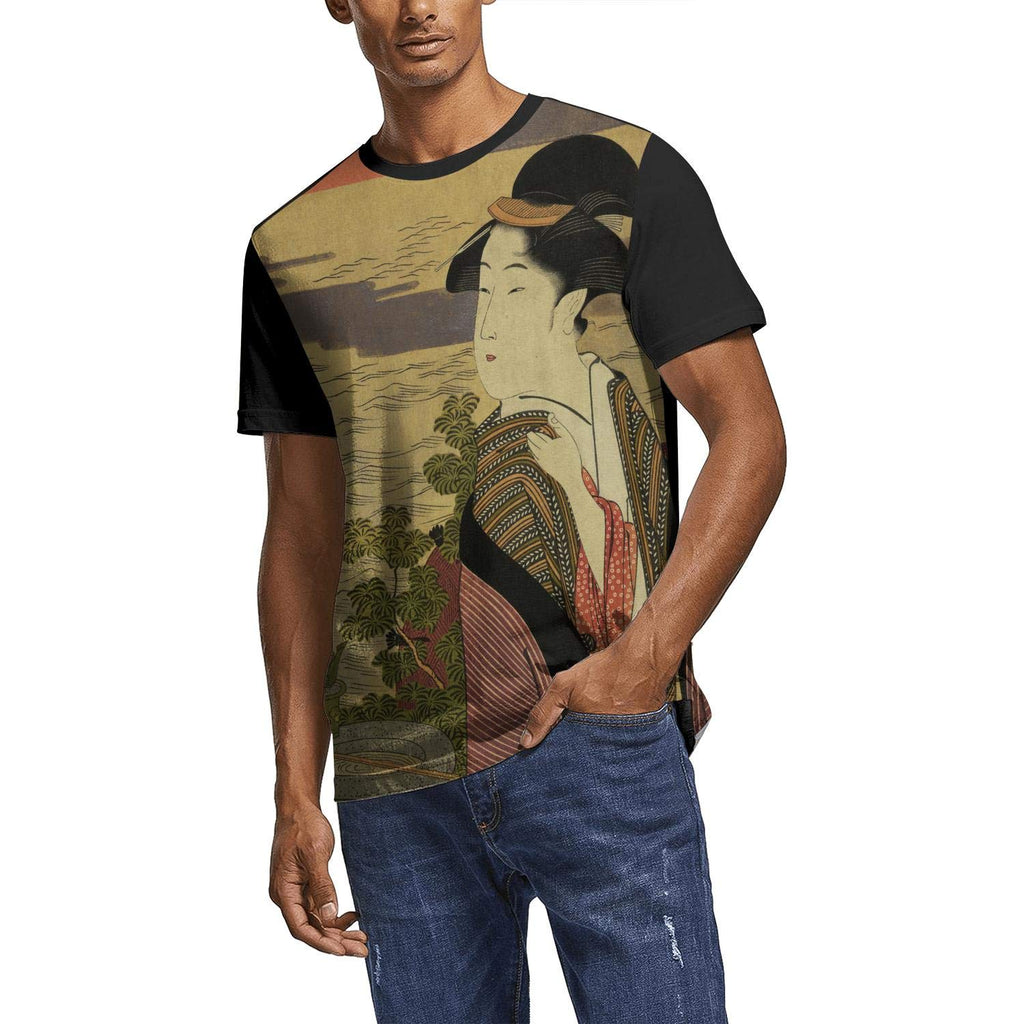 Japanese Ukiyo Art 3D Printed Mens Trendy Crewneck Athletic Short Sleeve White-161 T-Shirt
