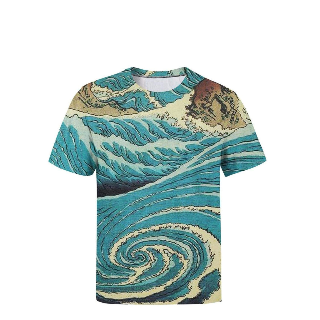 Japanese Ukiyo Art 3D Printed Mens Vintage Crew Neck Travel Short Sleeve White-84 T-Shirt