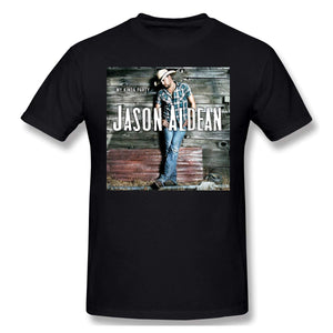 Jason Aldean Men New Short Sleeve Basic Cotton Black T-Shirt