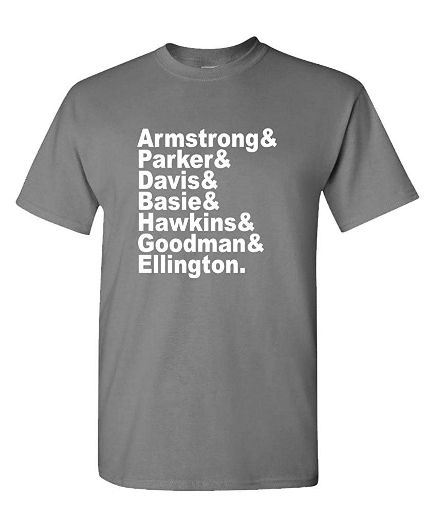 Jazz Musician Names Armstrong Ellington Mens Cotton Charcoal T-Shirt