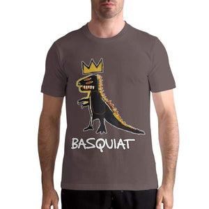 Jean Michel Basquiat Men's Tops Short Sleeved Round Neck Cotton Coffee T-Shirt