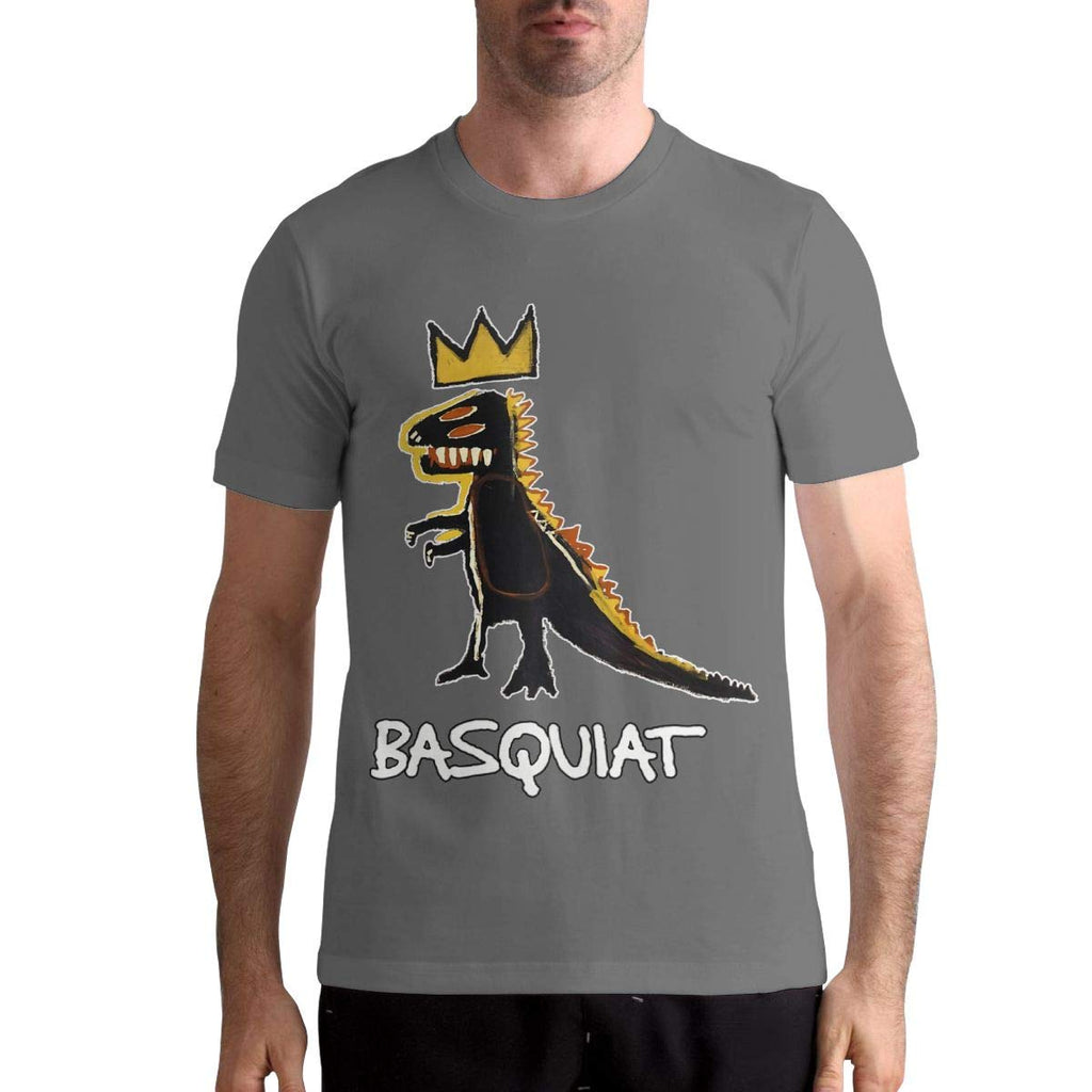 Jean Michel Basquiat Men's Tops Short Sleeved Round Neck Cotton Deep Heather T-Shirt