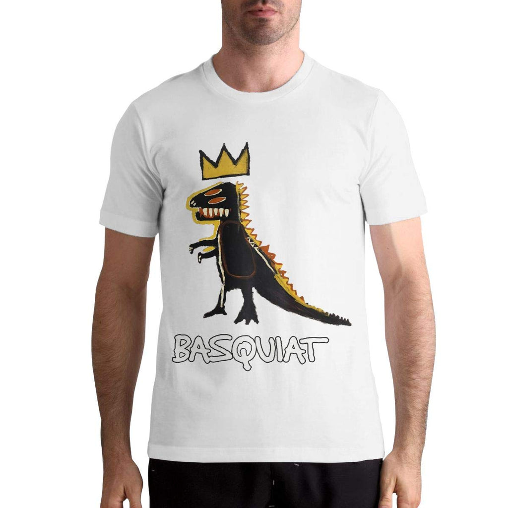 Jean Michel Basquiat Men's Tops Short Sleeved Round Neck Cotton White T-Shirt