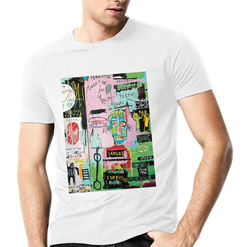 Jean Michel Basquiatfor Men Cotton Crewneck Short Sleeve Casual Top Vest White T-Shirt