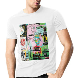Jean Michel Basquiatfor Men Cotton Crewneck Short Sleeve Casual Top Vest White T-Shirt