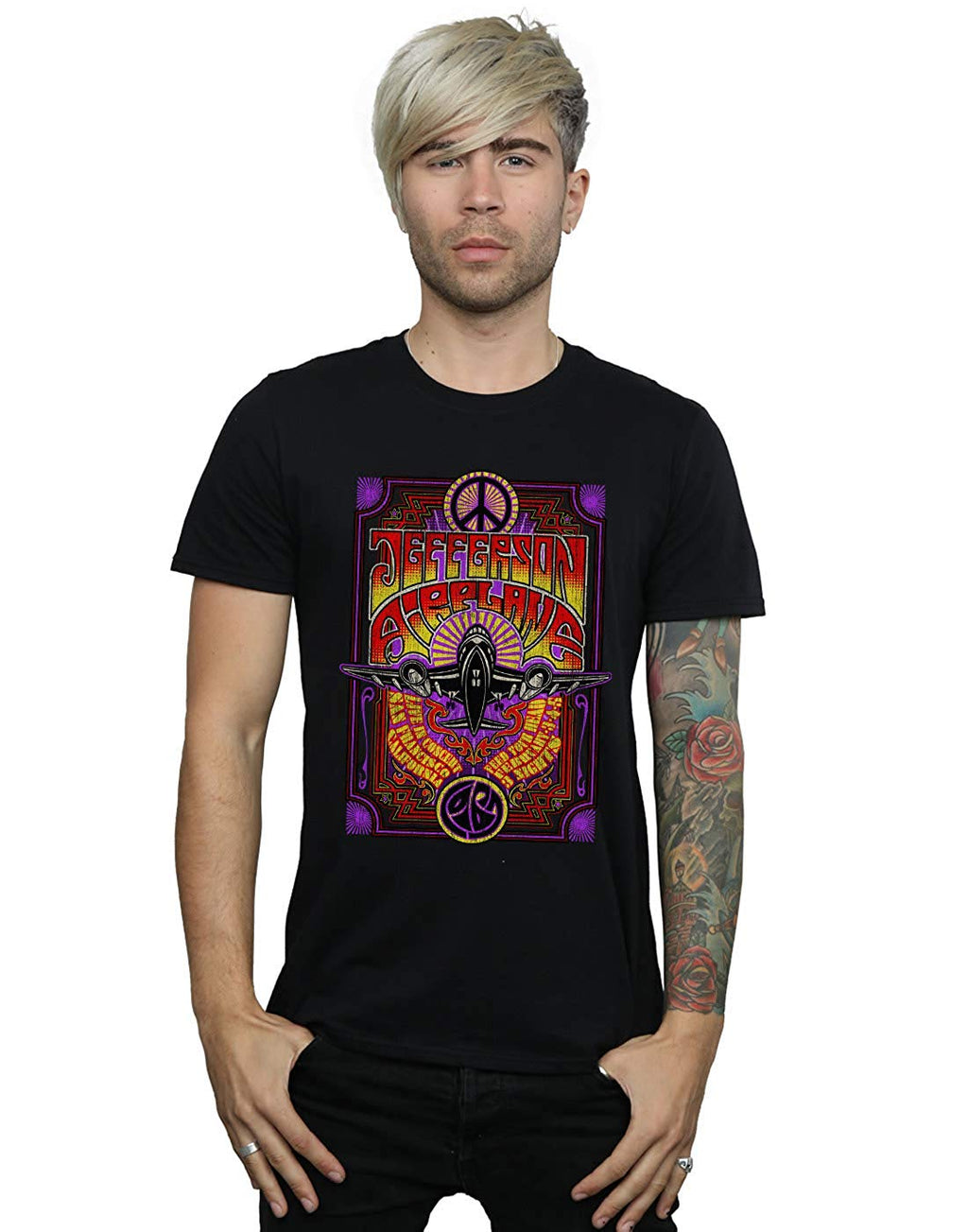 Jefferson Airplane Men's Live in Concert Black T-Shirt