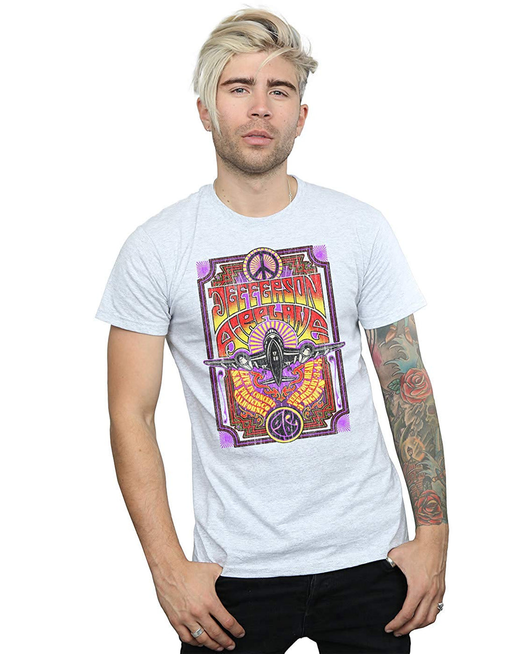 Jefferson Airplane Men's Live in Concert Sport Grey T-Shirt