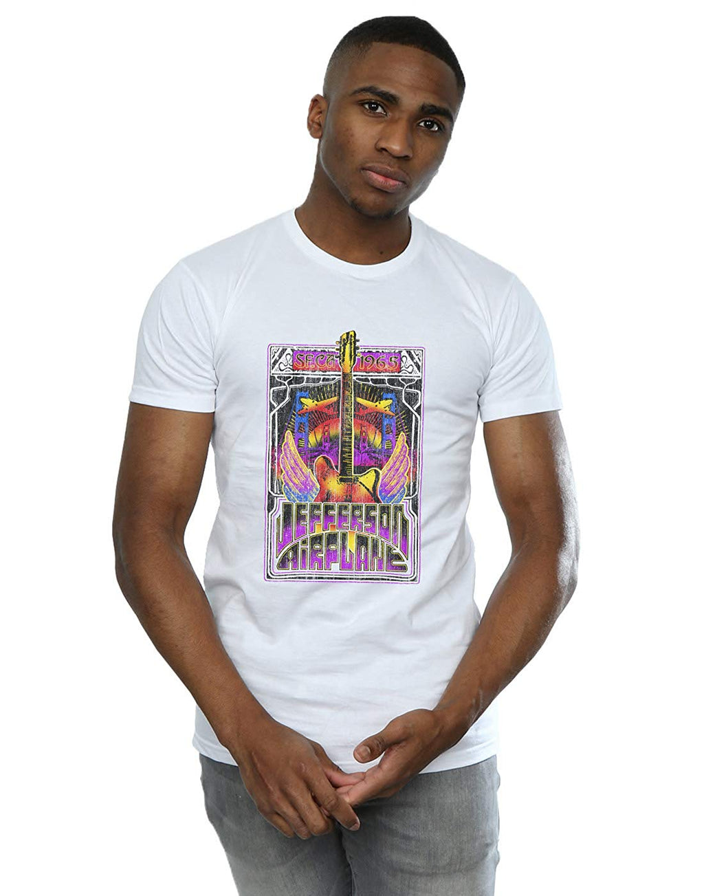 Jefferson Airplane Men's Winged Guitar White T-Shirt