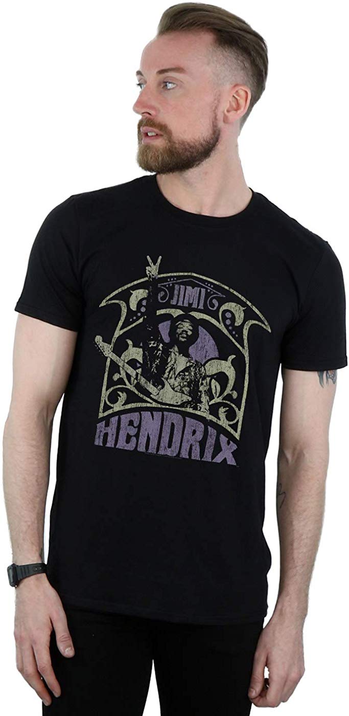 Jimi Hendrix Men's Art Nouveau Black T-Shirt