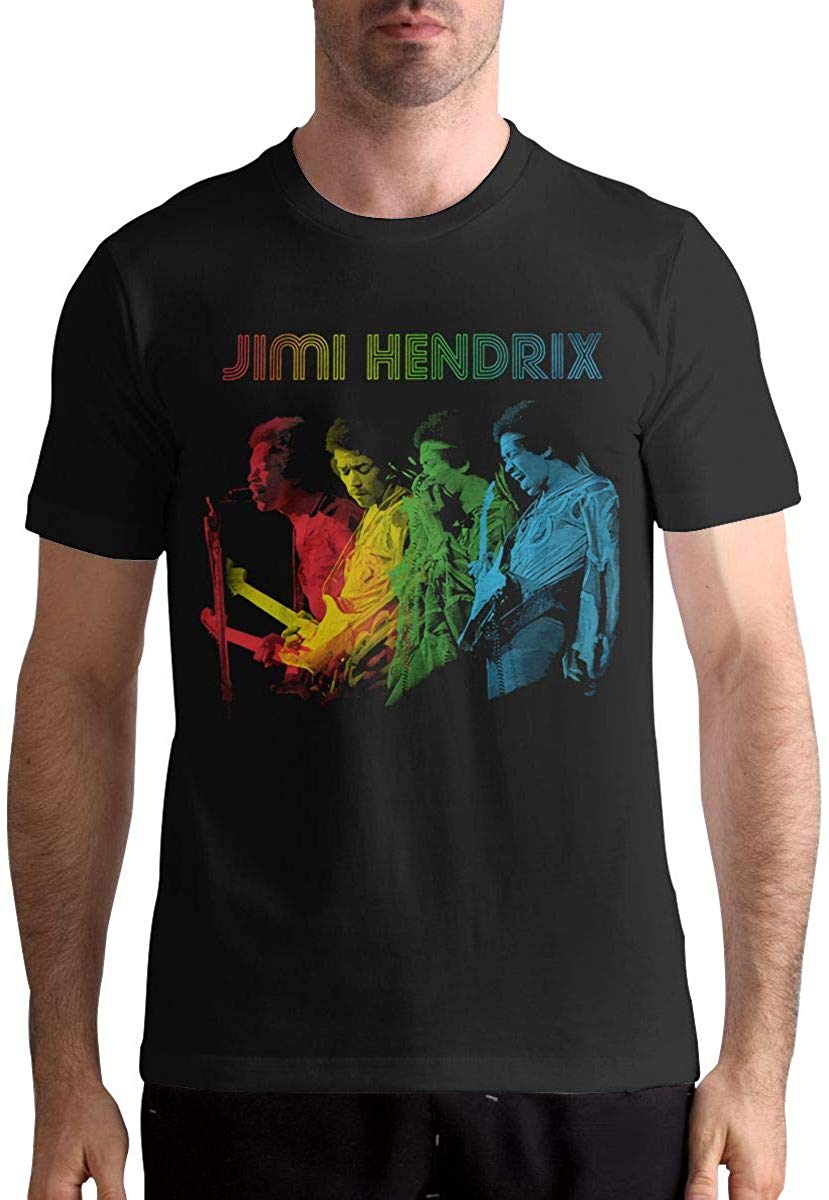 Jimi Hendrix Men's Fashion Casual O Neck Tops Short Sleeve Cotton Black T-Shirt