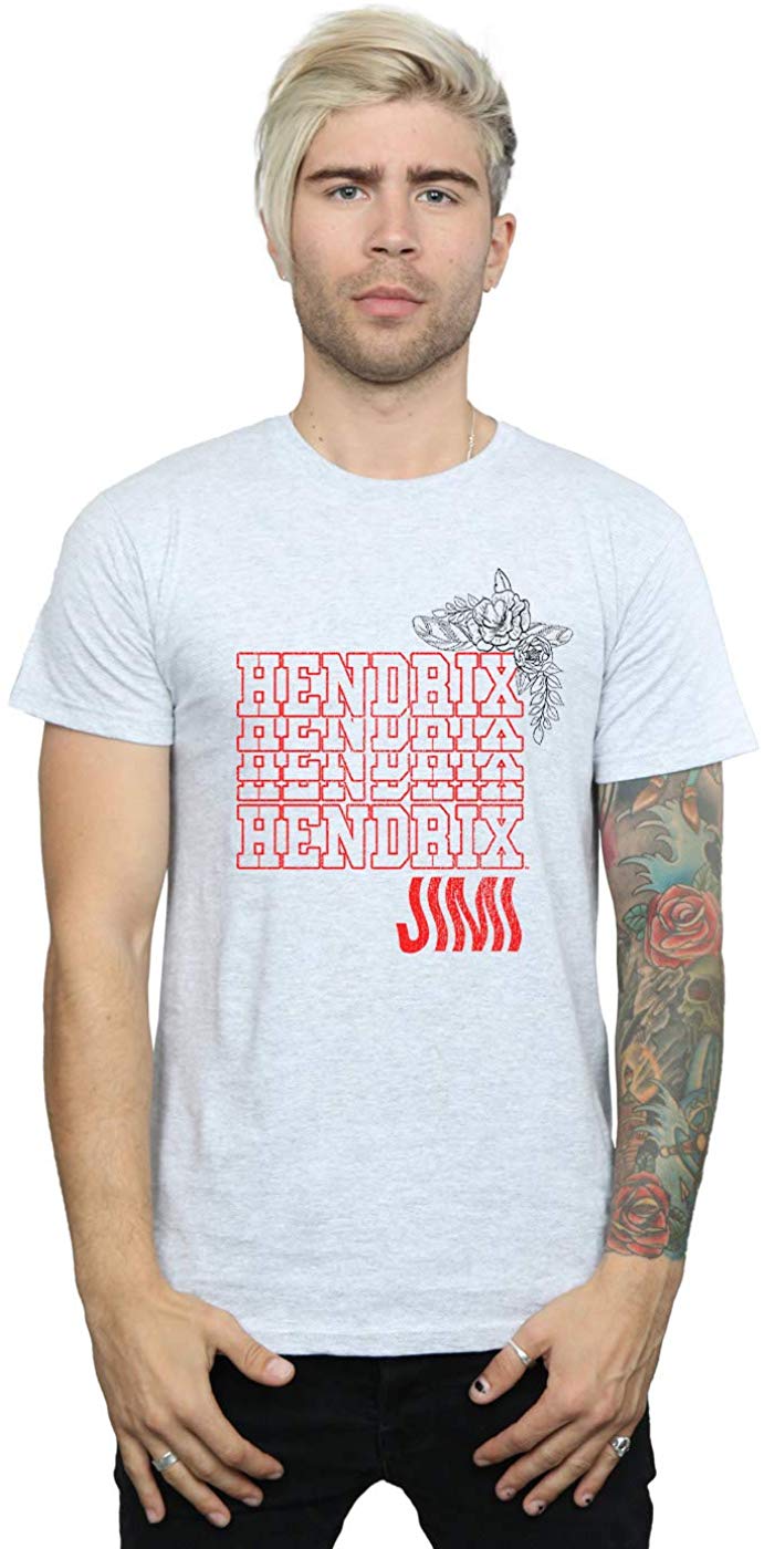 Jimi Hendrix Men's Flower Power Sport Grey T-Shirt