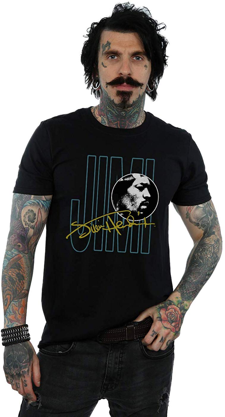 Jimi Hendrix Men's Jimi Signature Black T-Shirt