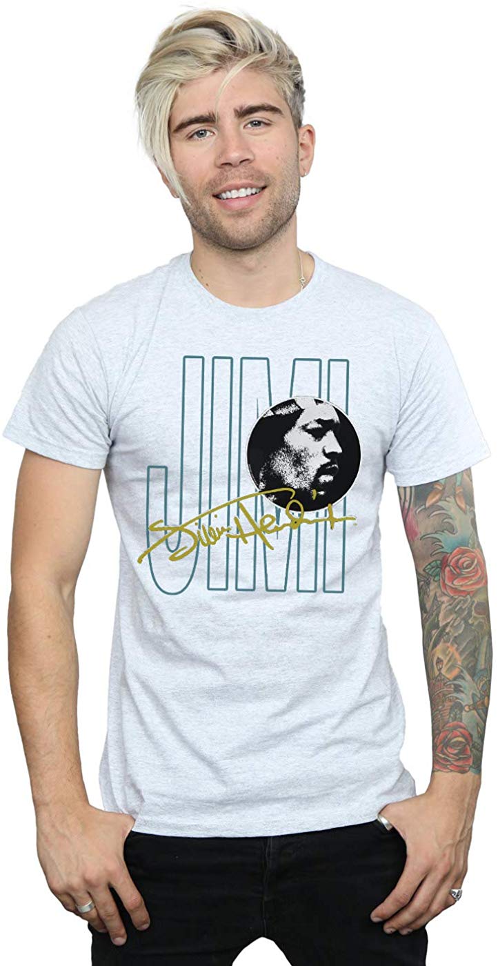 Jimi Hendrix Men's Jimi Signature Sport Grey T-Shirt