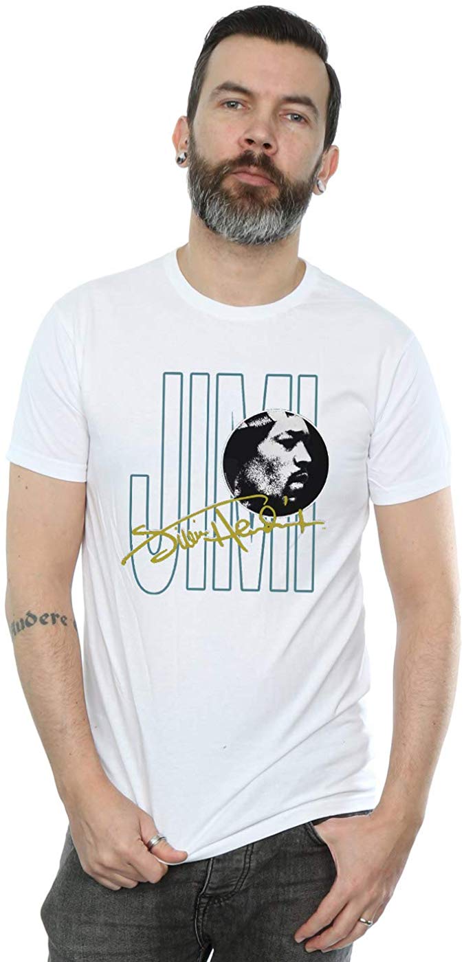 Jimi Hendrix Men's Jimi Signature White T-Shirt