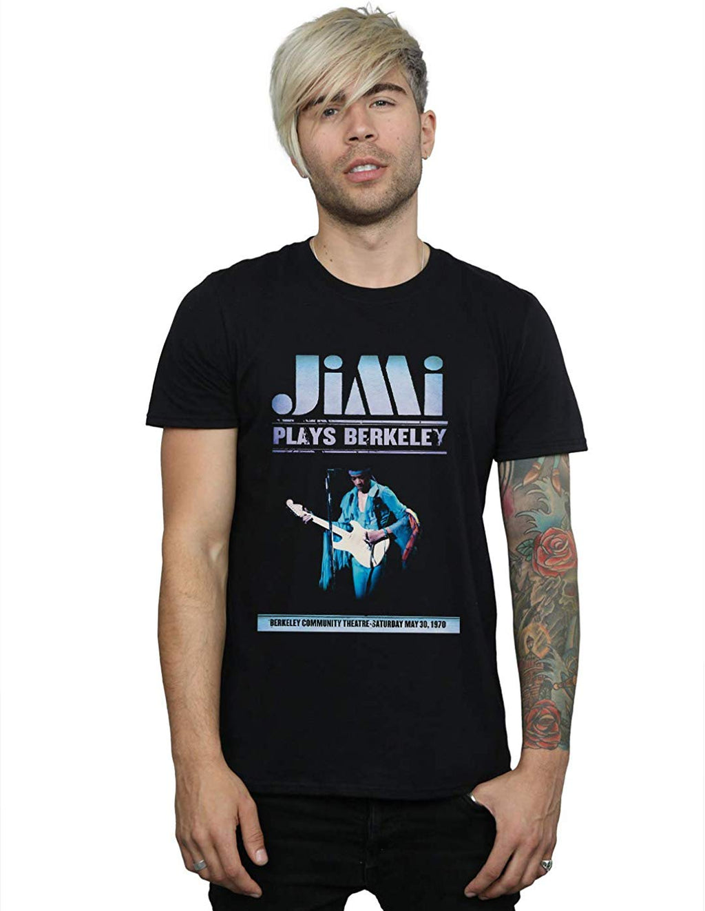 Jimi Hendrix Men's Plays Berkeley Black T-Shirt