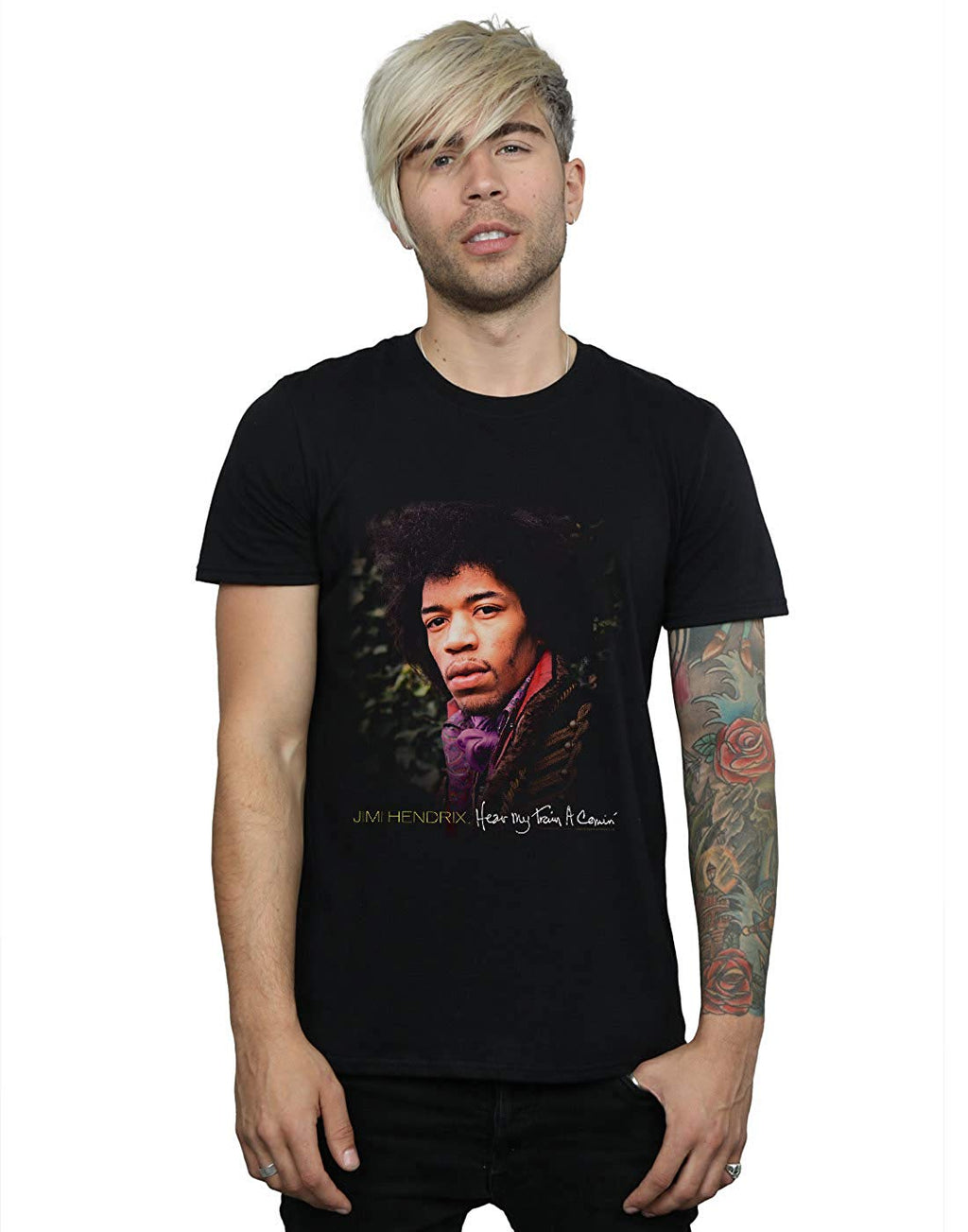 Jimi Hendrix Men's Train A' Comin Black T-Shirt