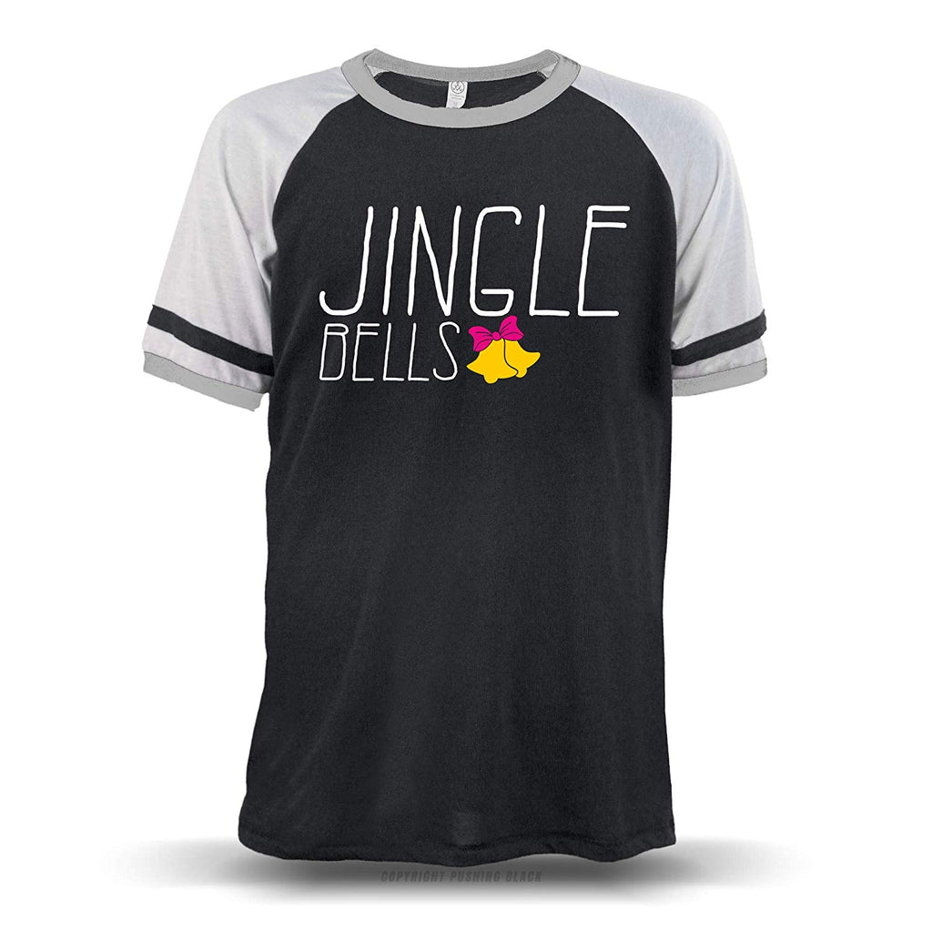 Jingle Bells Holiday' Unisex Raglan Black W/ Grey Sleeves (Alternative) T-Shirt