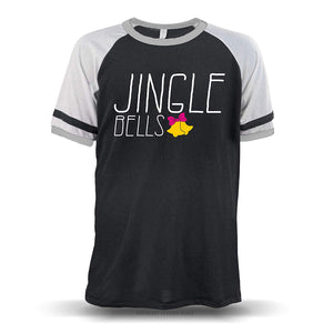 Jingle Bells Holiday' Unisex Raglan Black W/ Grey Sleeves (Alternative) T-Shirt