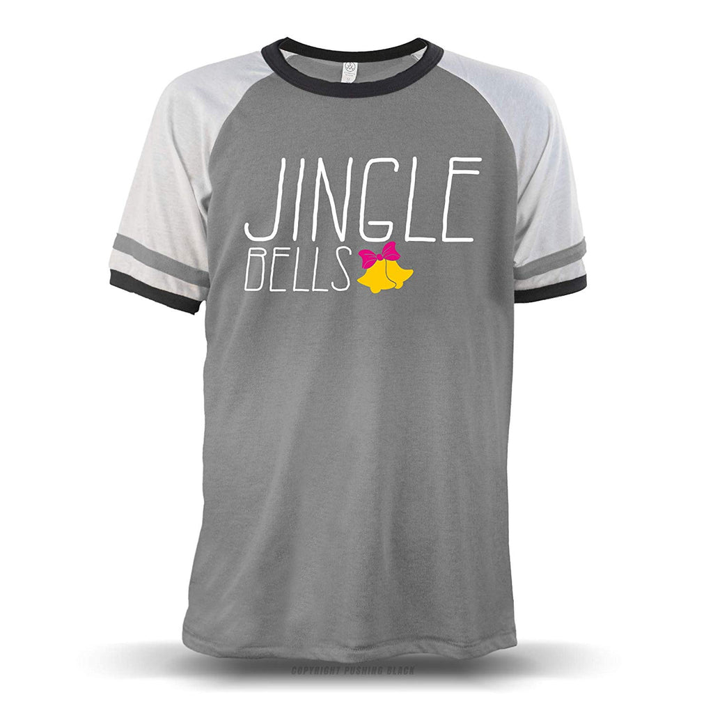 Jingle Bells Holiday' Unisex Raglan Grey W/ White Sleeves (Alternative) T-Shirt