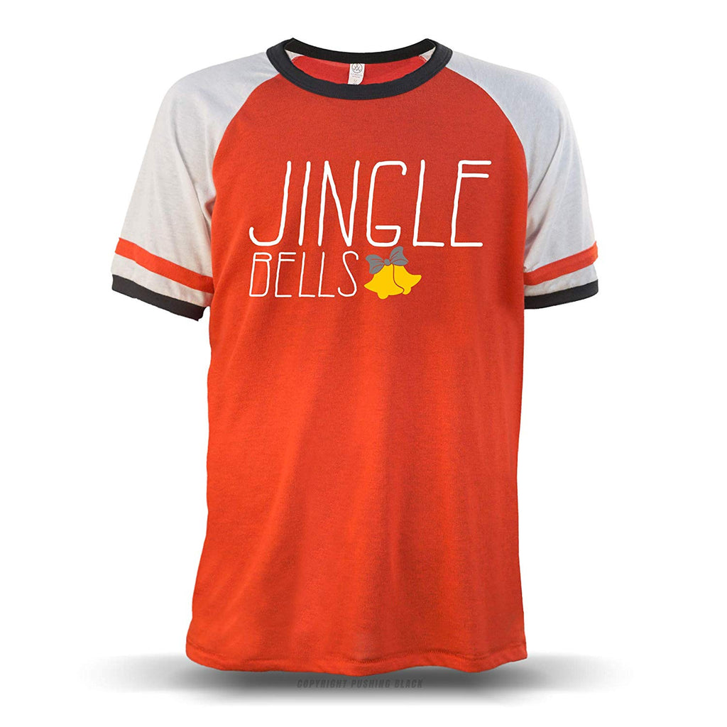 Jingle Bells Holiday' Unisex Raglan Red With White Sleeves (Alternative) T-Shirt