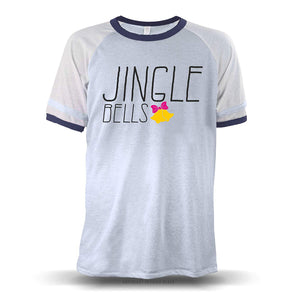 Jingle Bells Holiday' Unisex Raglan Sky With White Sleeves (Alternative) T-Shirt