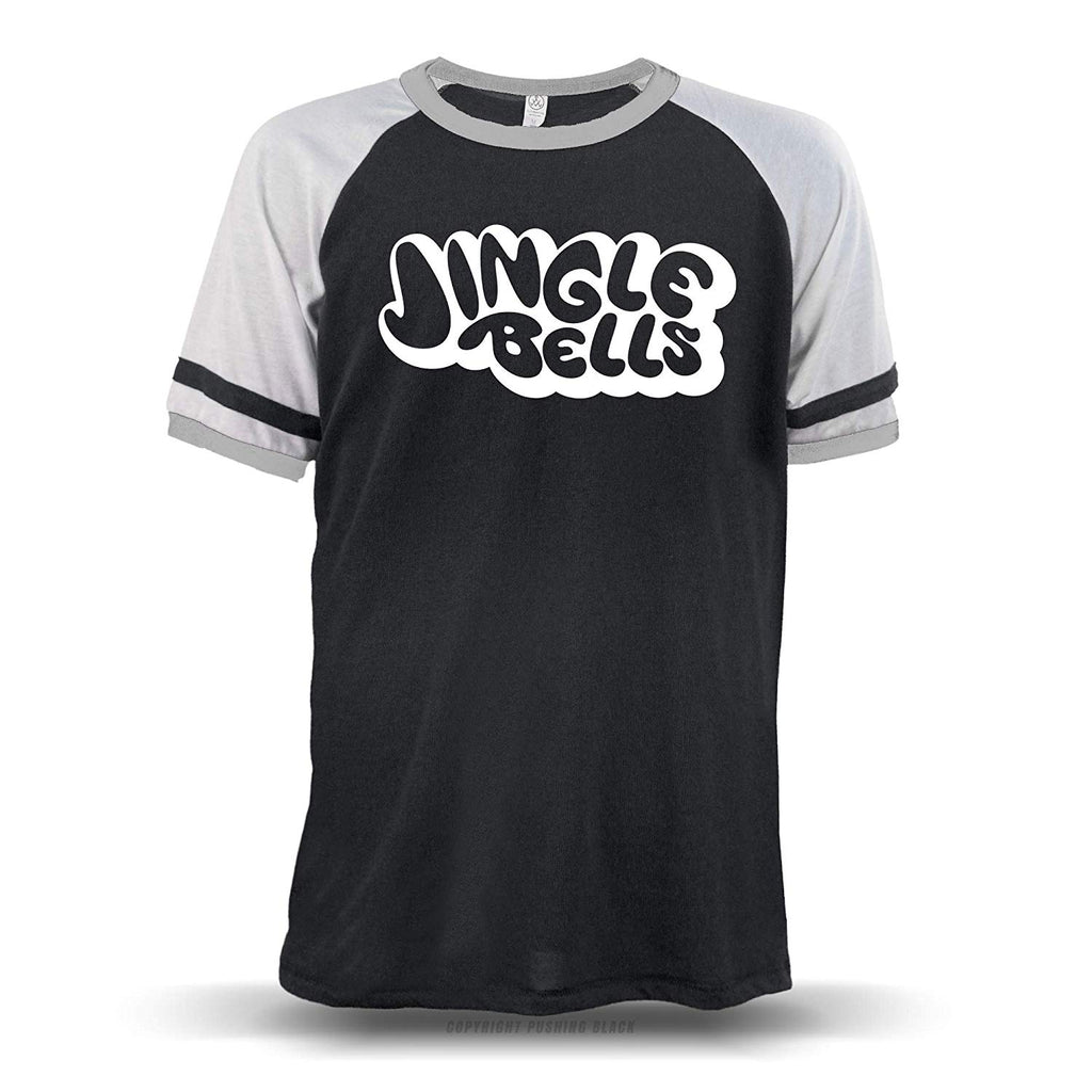 Jingle Bells Stencil' Unisex Raglan Black W/ Grey Sleeves (Alternative) T-Shirt