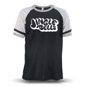 Jingle Bells Stencil' Unisex Raglan Black W/ Grey Sleeves (Alternative) T-Shirt