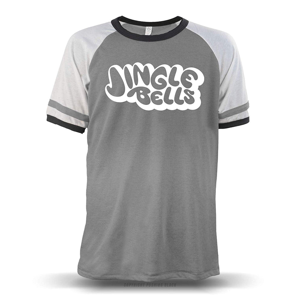 Jingle Bells Stencil' Unisex Raglan Grey W/ White Sleeves (Alternative) T-Shirt