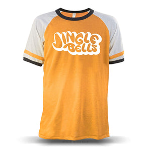 Jingle Bells Stencil' Unisex Raglan Orange W/ White Sleeves (Alternative) T-Shirt