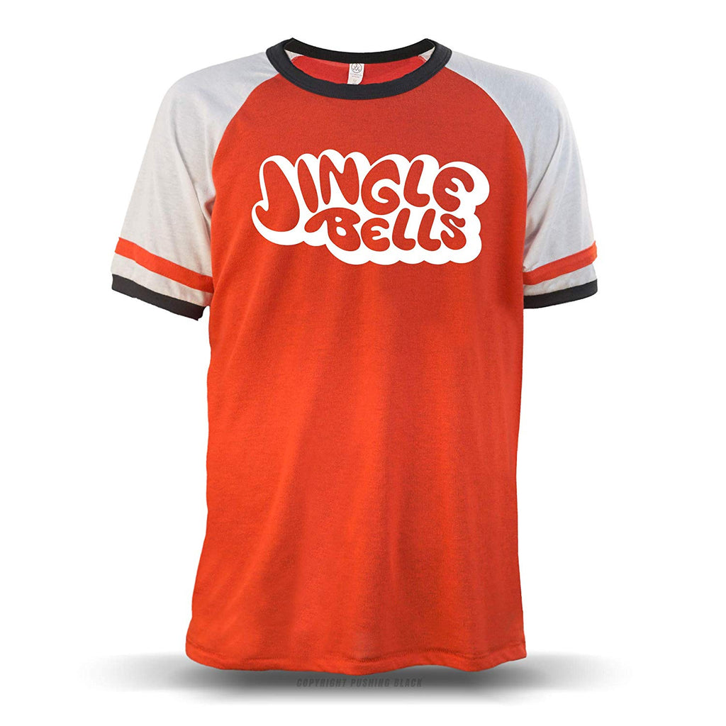 Jingle Bells Stencil' Unisex Raglan Red With White Sleeves (Alternative) T-Shirt