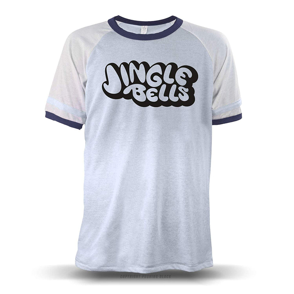 Jingle Bells Stencil' Unisex Raglan Sky With White Sleeves (Alternative) T-Shirt