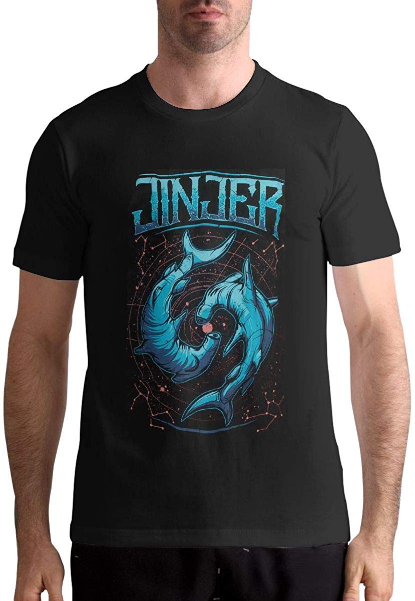 Jinjer Pisces Classic Mens Summer Tops Short Sleeve Black T-Shirt