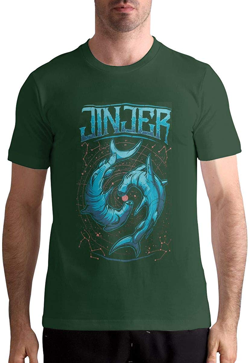 Jinjer Pisces Classic Mens Summer Tops Short Sleeve Forest Green T-Shirt