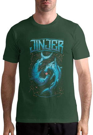 Jinjer Pisces Classic Mens Summer Tops Short Sleeve Forest Green T-Shirt