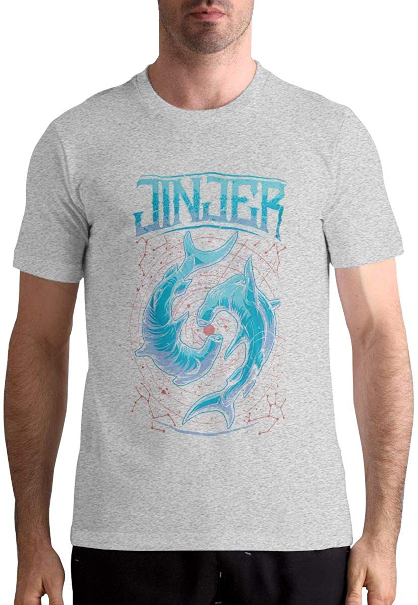 Jinjer Pisces Classic Mens Summer Tops Short Sleeve Gray T-Shirt