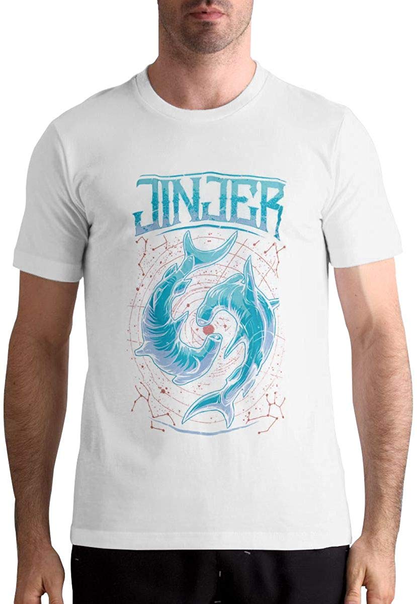 Jinjer Pisces Classic Mens Summer Tops Short Sleeve White T-Shirt