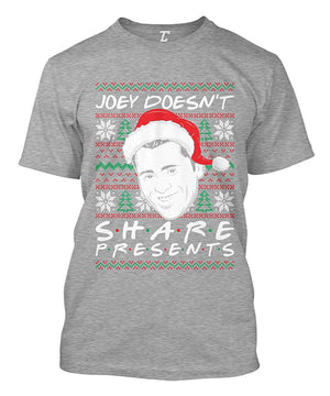 Joey Doesn't Share Presents Ugly Christmas Men's Light Gray T-Shirt