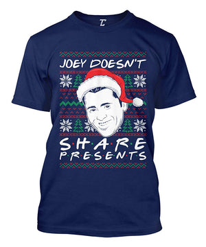 Joey Doesn't Share Presents Ugly Christmas Men's Navy T-Shirt