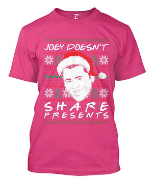 Joey Doesn't Share Presents Ugly Christmas Men's Pink T-Shirt