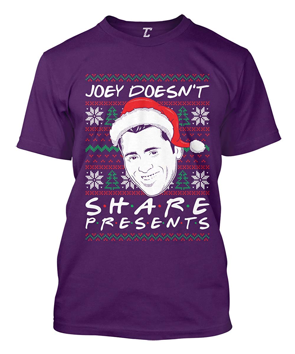 Joey Doesn't Share Presents Ugly Christmas Men's Purple T-Shirt