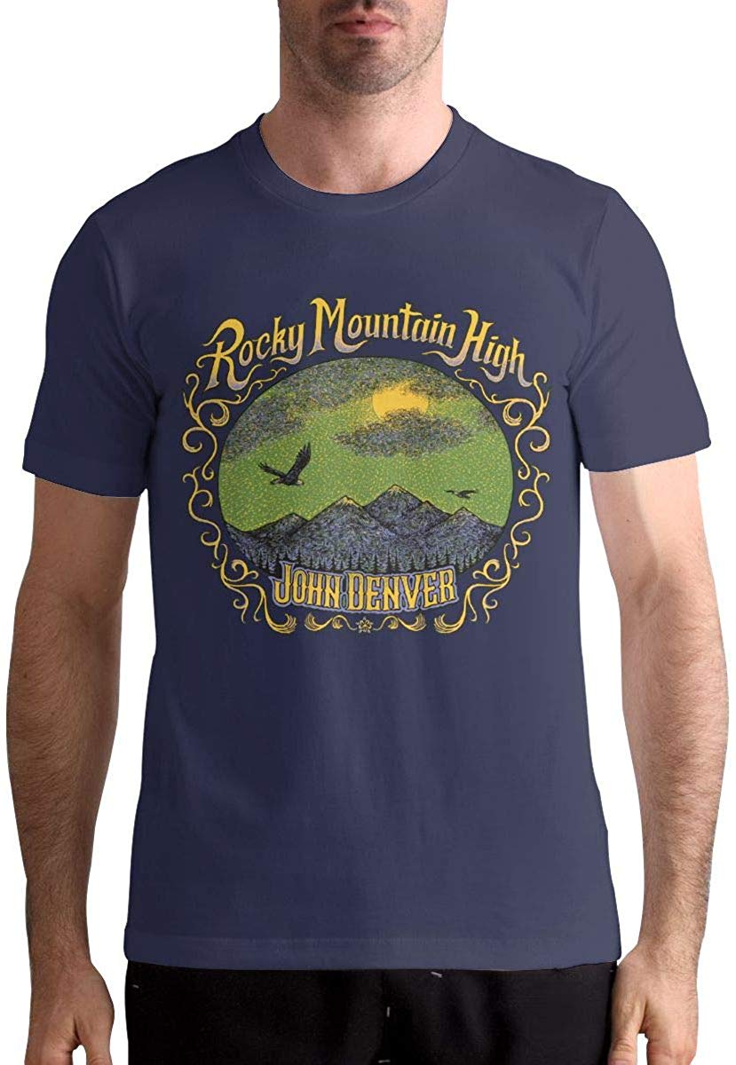John Denver Men's Tops Short Sleeved Round Neck Cotton Navy T-Shirt