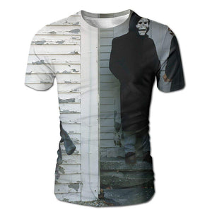 JohnHA Men's The Devil and God are Raging Inside Me Fashion 3D Printed Short Sleeve White T-Shirt