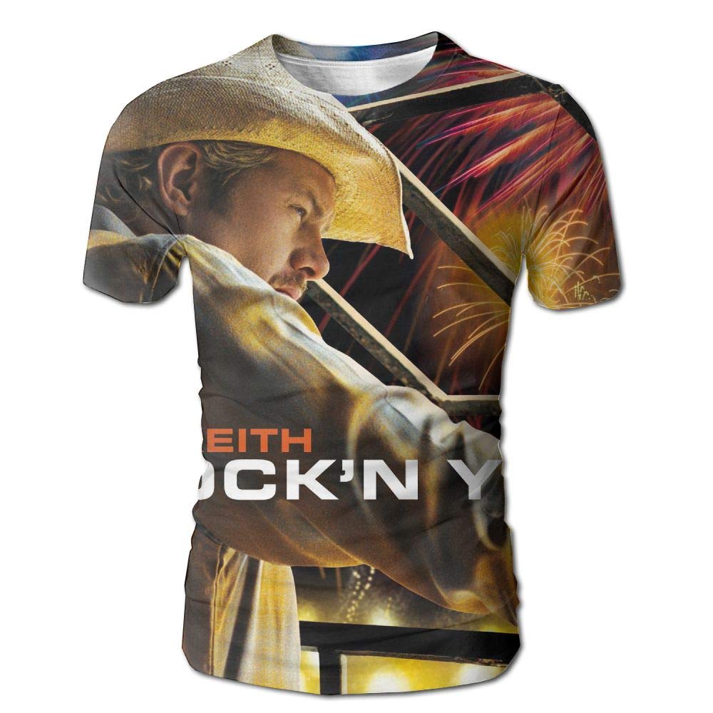 JohnHA Men's Toby Keith Shock 'N Y'all Fashion 3D Printed Short Sleeve White T-Shirt
