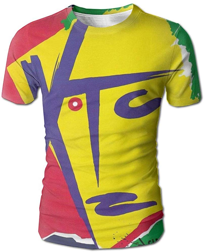 JohnHA Men's XTC Drums and Wires Fashion 3D Printed Short Sleeve White T-Shirt