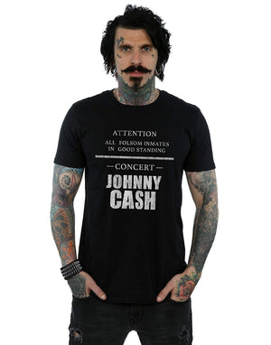Johnny Cash Men's Folsom Concert Black T-Shirt