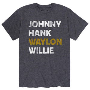 Johnny Hank Waylon Willie Adult Short Sleeve Heather Charcoal T-Shirt