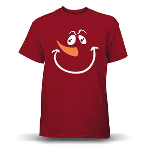 Jolly Snowman Face' Unisex Antique Cherry Red T-Shirt