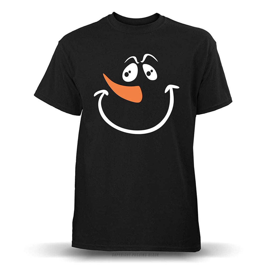 Jolly Snowman Face' Unisex Black T-Shirt