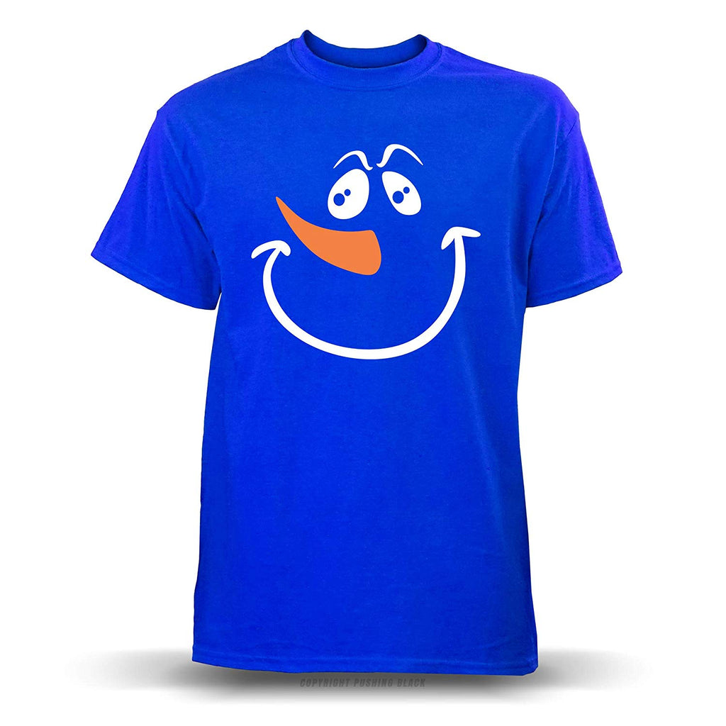Jolly Snowman Face' Unisex Blue T-Shirt