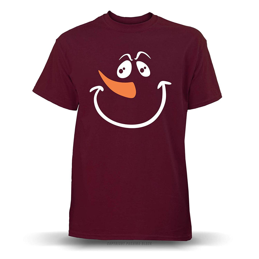 Jolly Snowman Face' Unisex Maroon T-Shirt